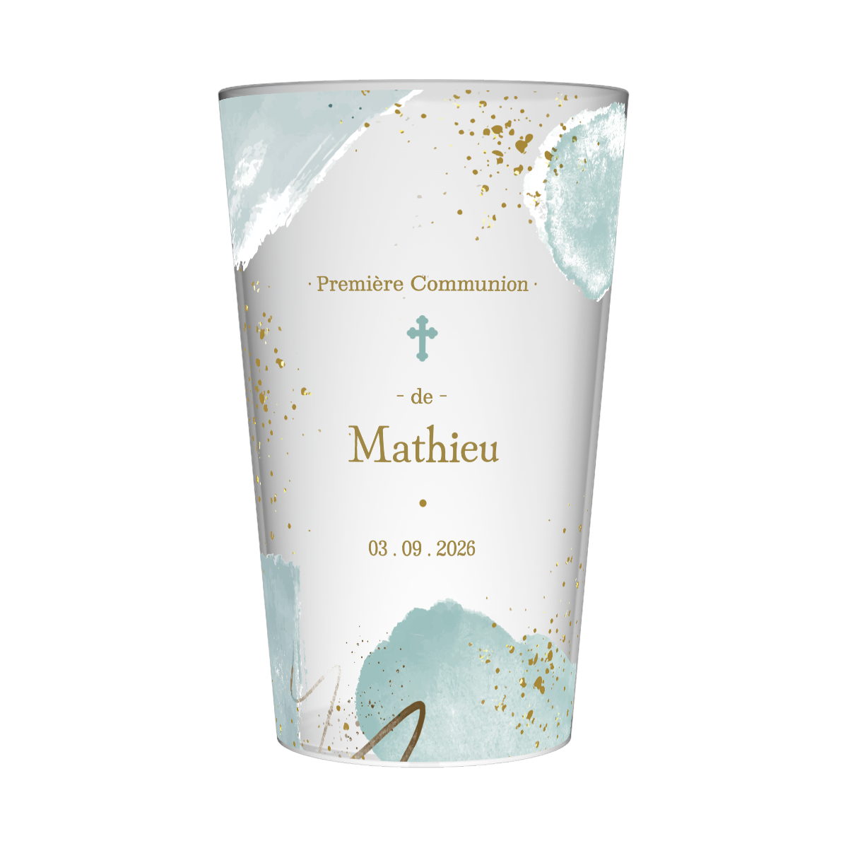 Gobelet personnalisé Communion Taches Bleues