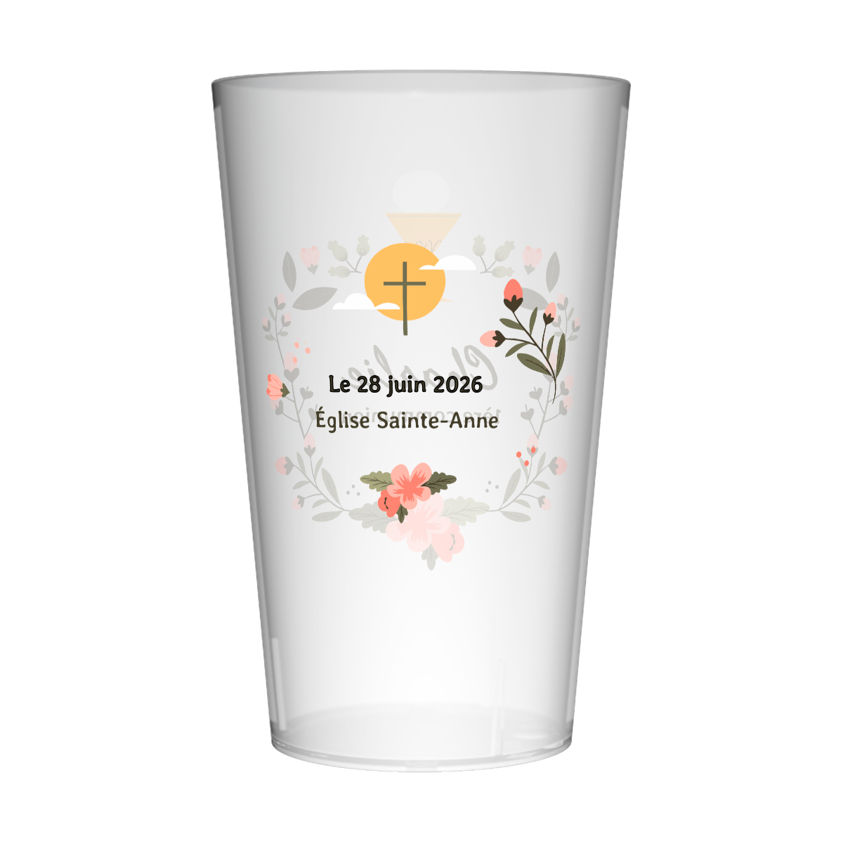 Gobelet personnalisé Communion Calice & Fleurs
