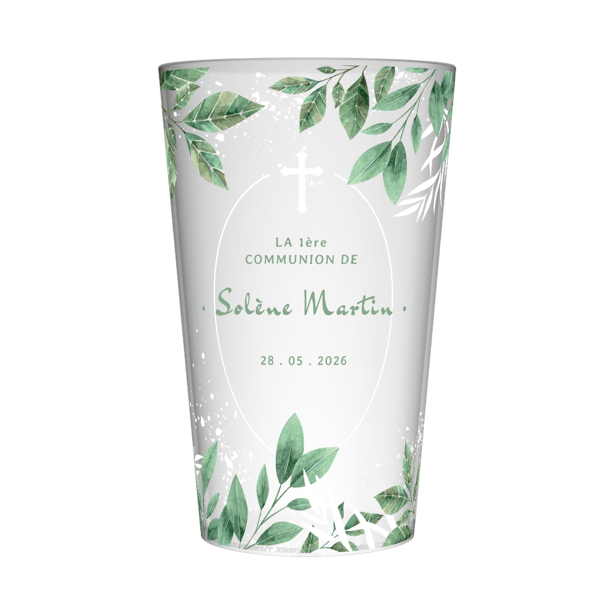 Gobelet personnalisé Communion Feuilles
