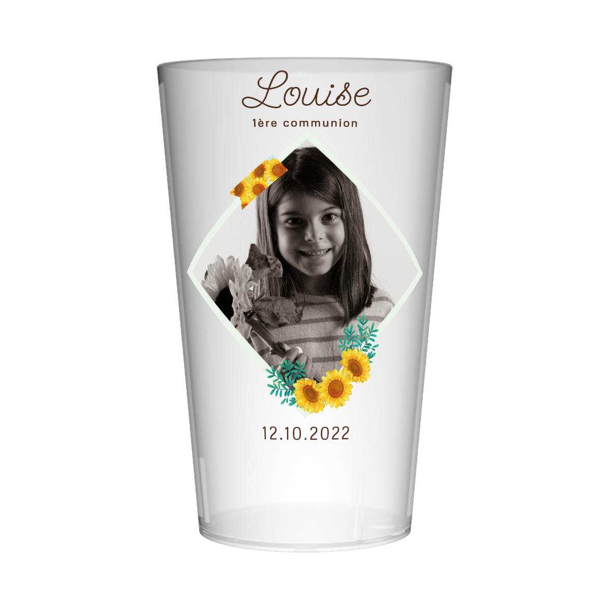 Gobelet personnalisé Communion Photo & Tournesols