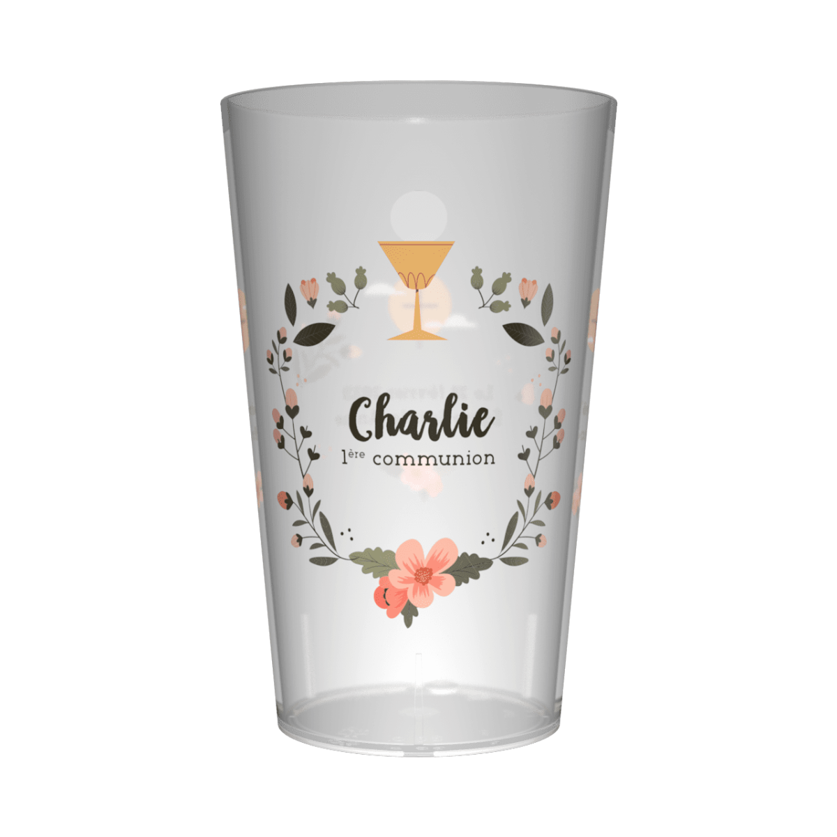 Gobelet personnalisé Communion Calice & Fleurs