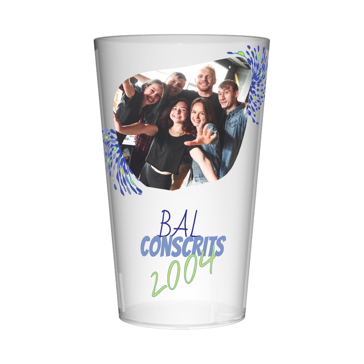 Gobelet personnalisé Conscrit Photo bleu