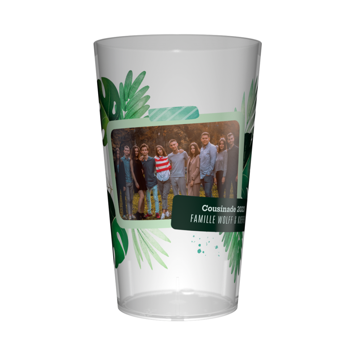 Gobelet personnalisé Cousinade Photo & Philodendron