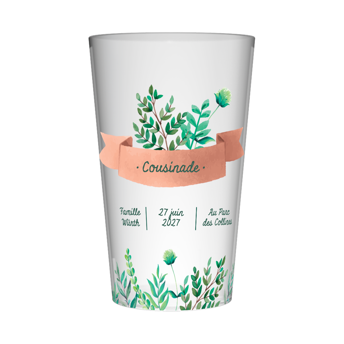 Gobelet personnalisé Cousinade Feuilles