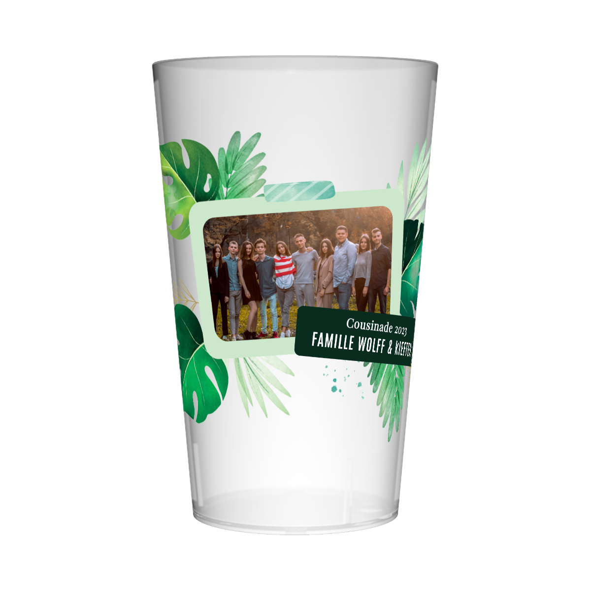 Gobelet personnalisé Cousinade Photo & Philodendron