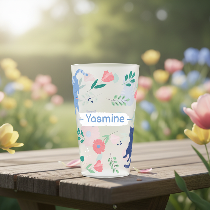 Gobelet personnalisé Enfant Floral & Chat