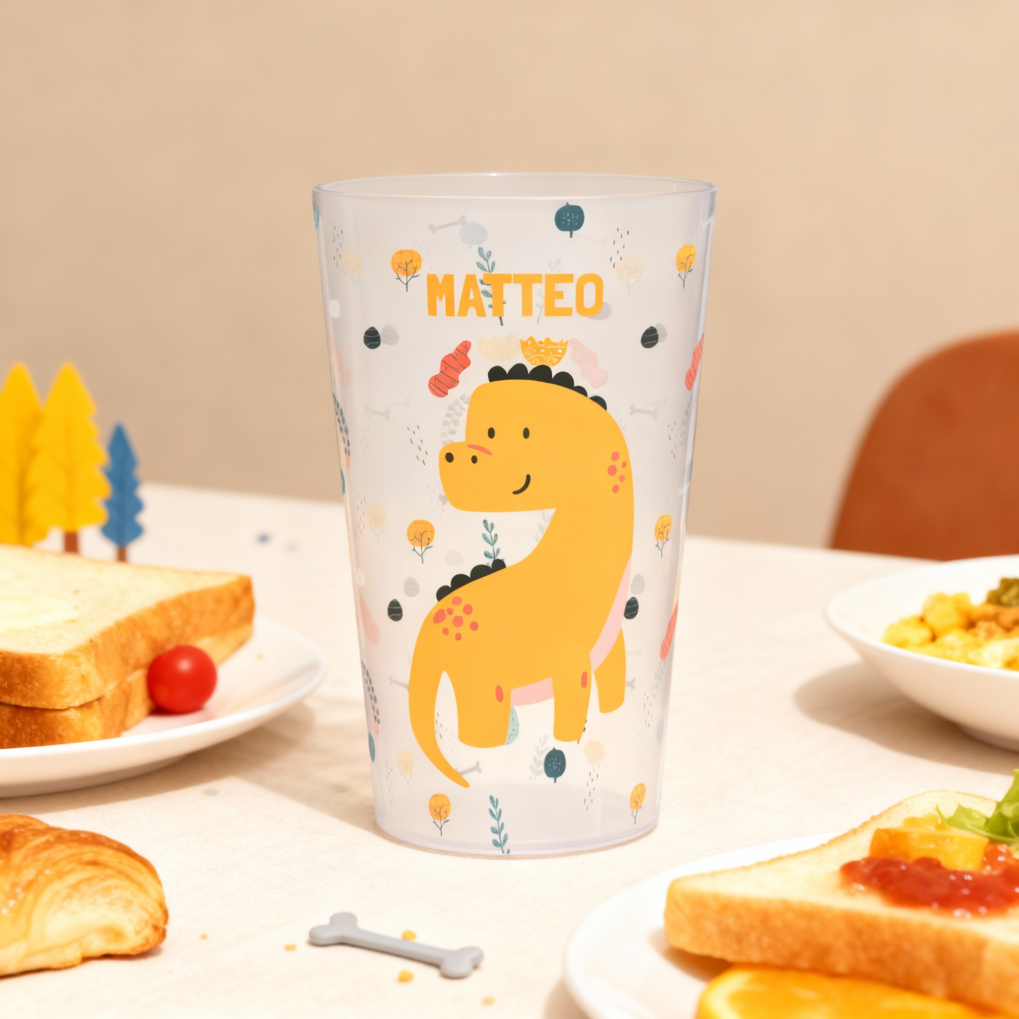 Gobelet personnalisé Enfant Dino Jaune ambiance