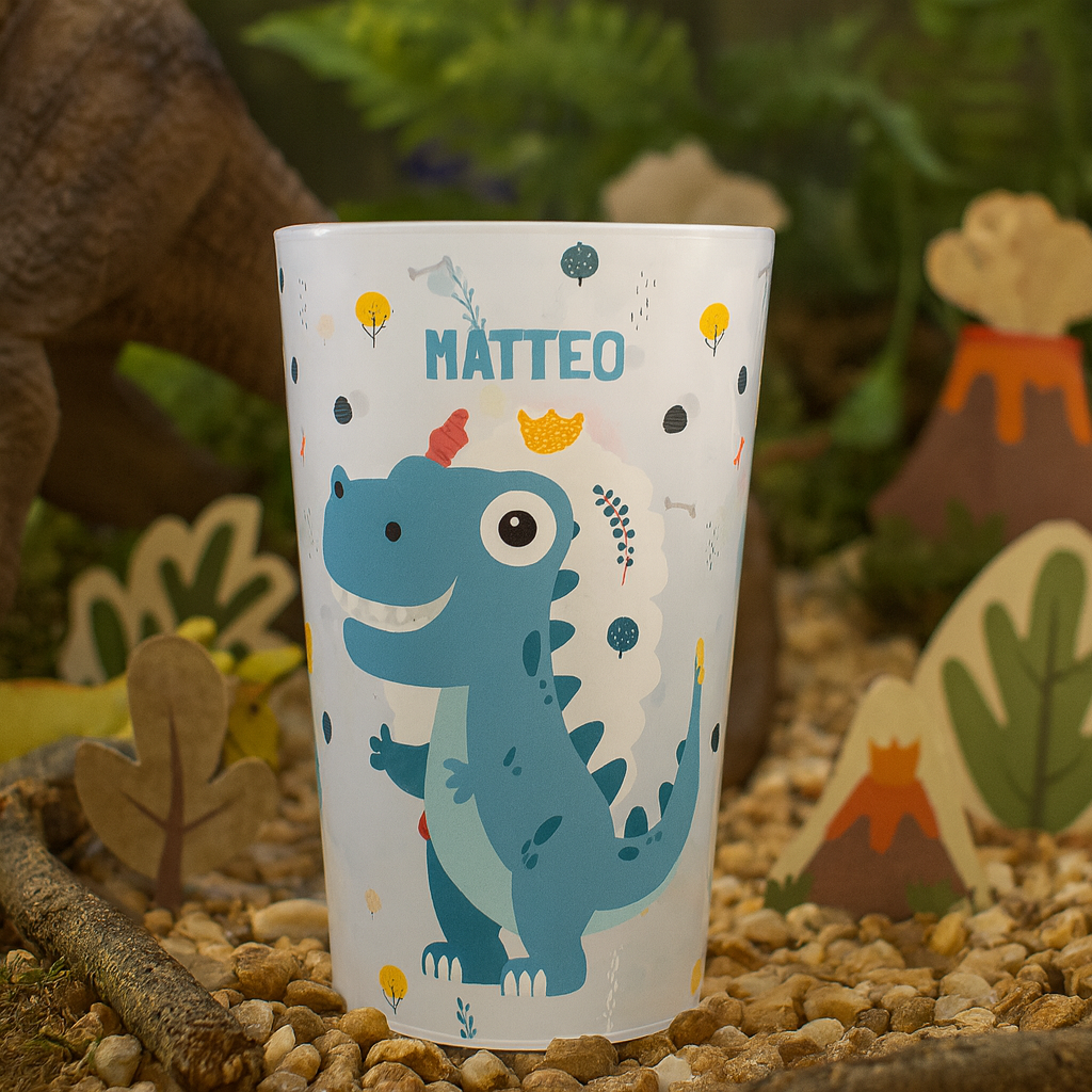 Gobelet personnalisé Enfant Dino Bleu ambiance