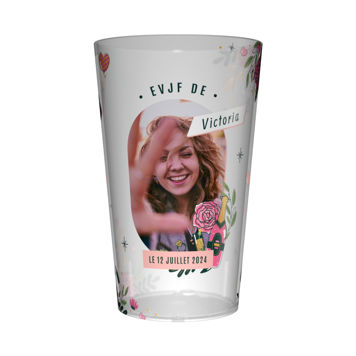 Gobelet personnalisé pour EVJF Photo & Champagne