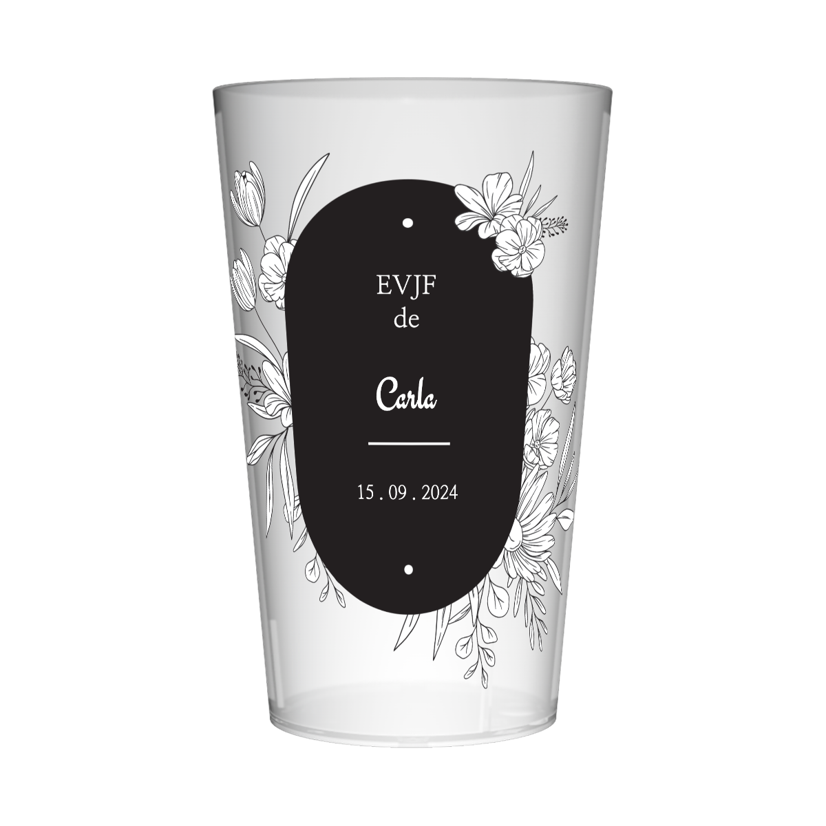 Gobelet personnalisé pour EVJF Noir & Blanc