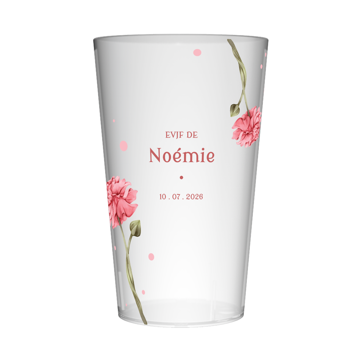 Gobelet personnalisé pour EVJF Oeillets roses