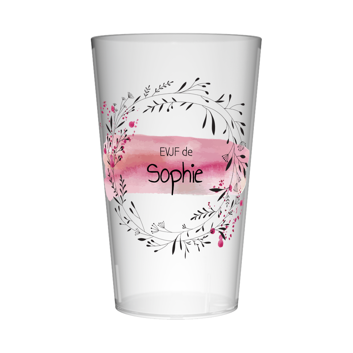 Gobelet personnalisé pour EVJF Couronne & Fleurs Noires