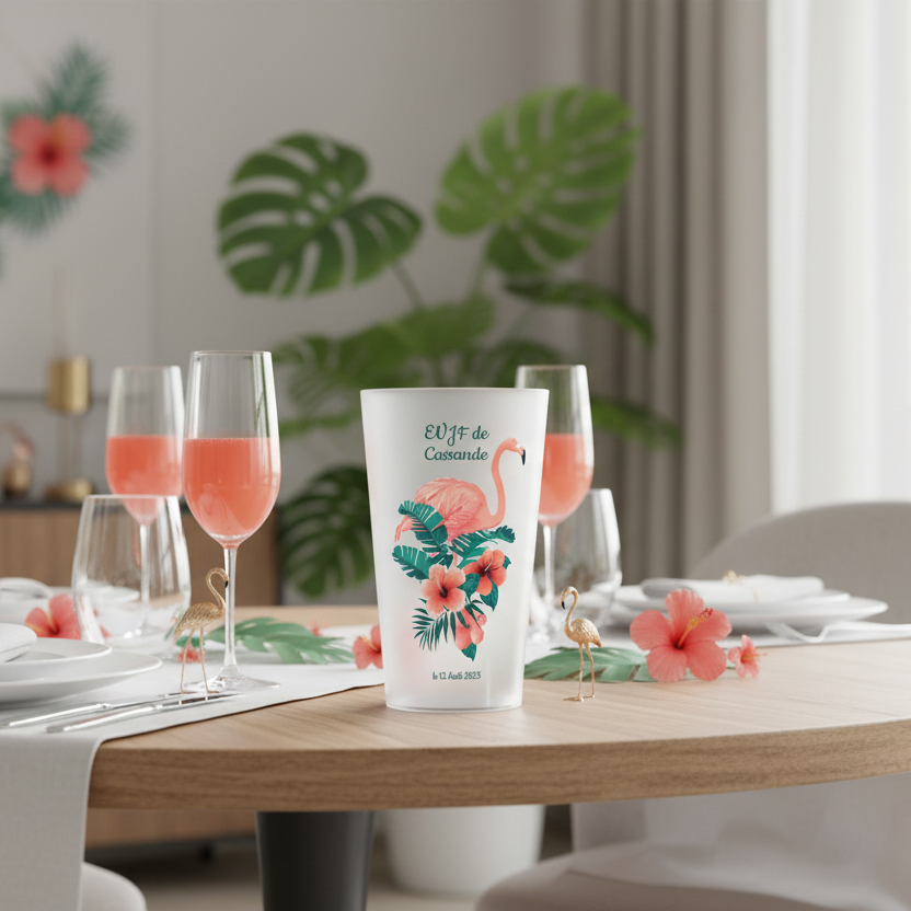 gobelet personnalise evjf flamant rose