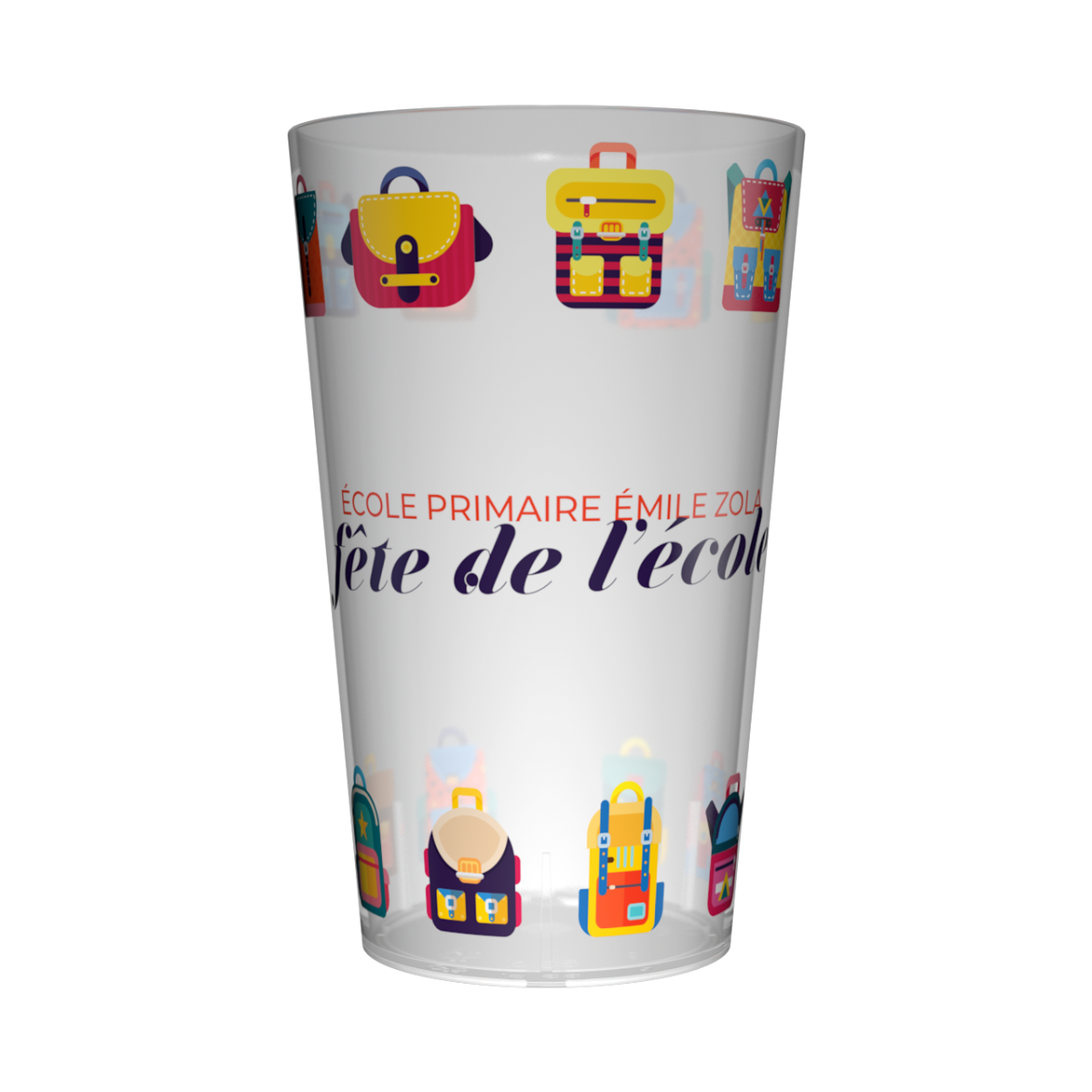 Gobelet personnalisé Fête des écoles Cartable