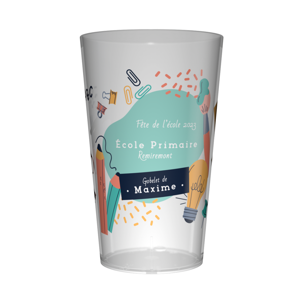 Gobelet personnalisé Fête des écoles Trousse