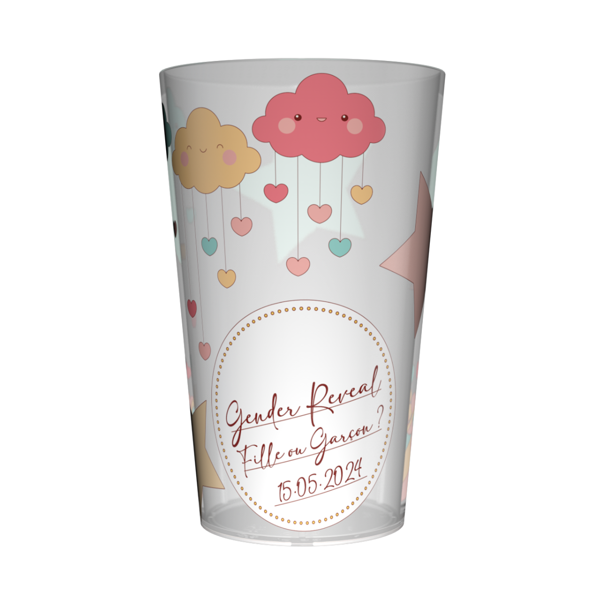 Gobelet personnalisé Gender Reveal Nuages & Etoiles