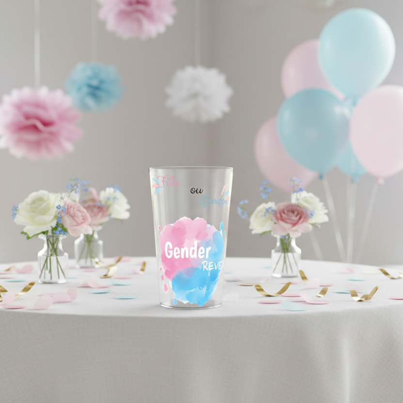 gobelet personnalise gender reveal rose & bleu