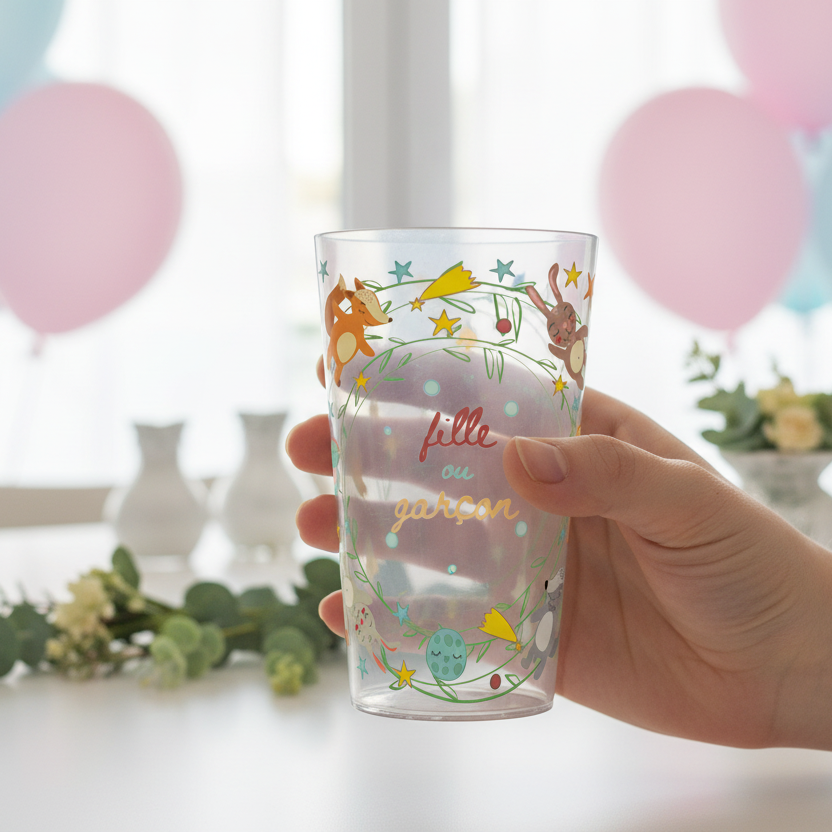 gobelet personnalise gender reveal animaux