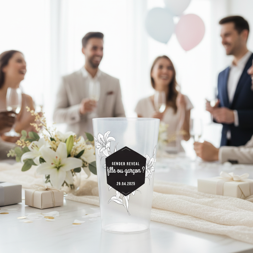 gobelet personnalise gender reveal fleurs