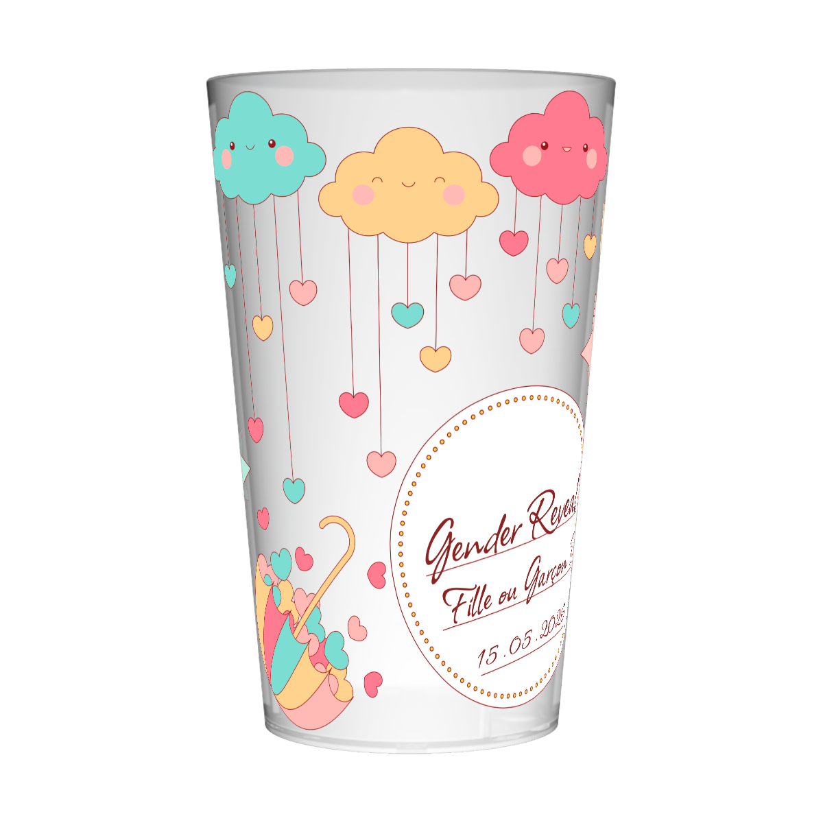 Gobelet personnalisé Gender Reveal Nuages & Etoiles