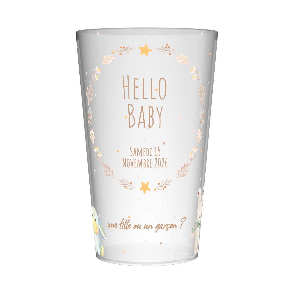 Gobelet personnalisé Gender Reveal Hello Baby