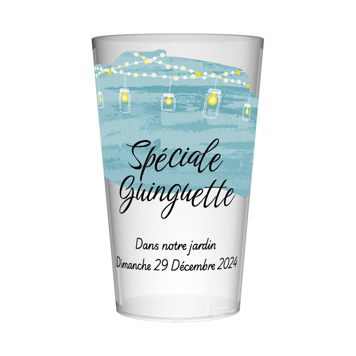 Gobelet personnalisé Guinguette Bleu & Guirlandes
