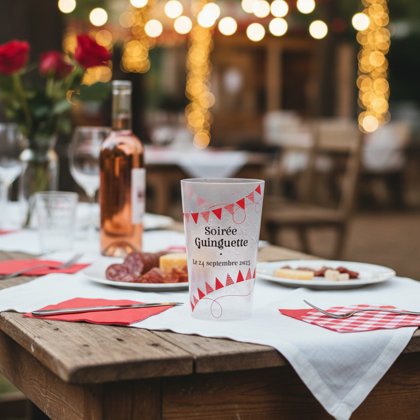 gobelet guinguette guirlande rouge ambiance