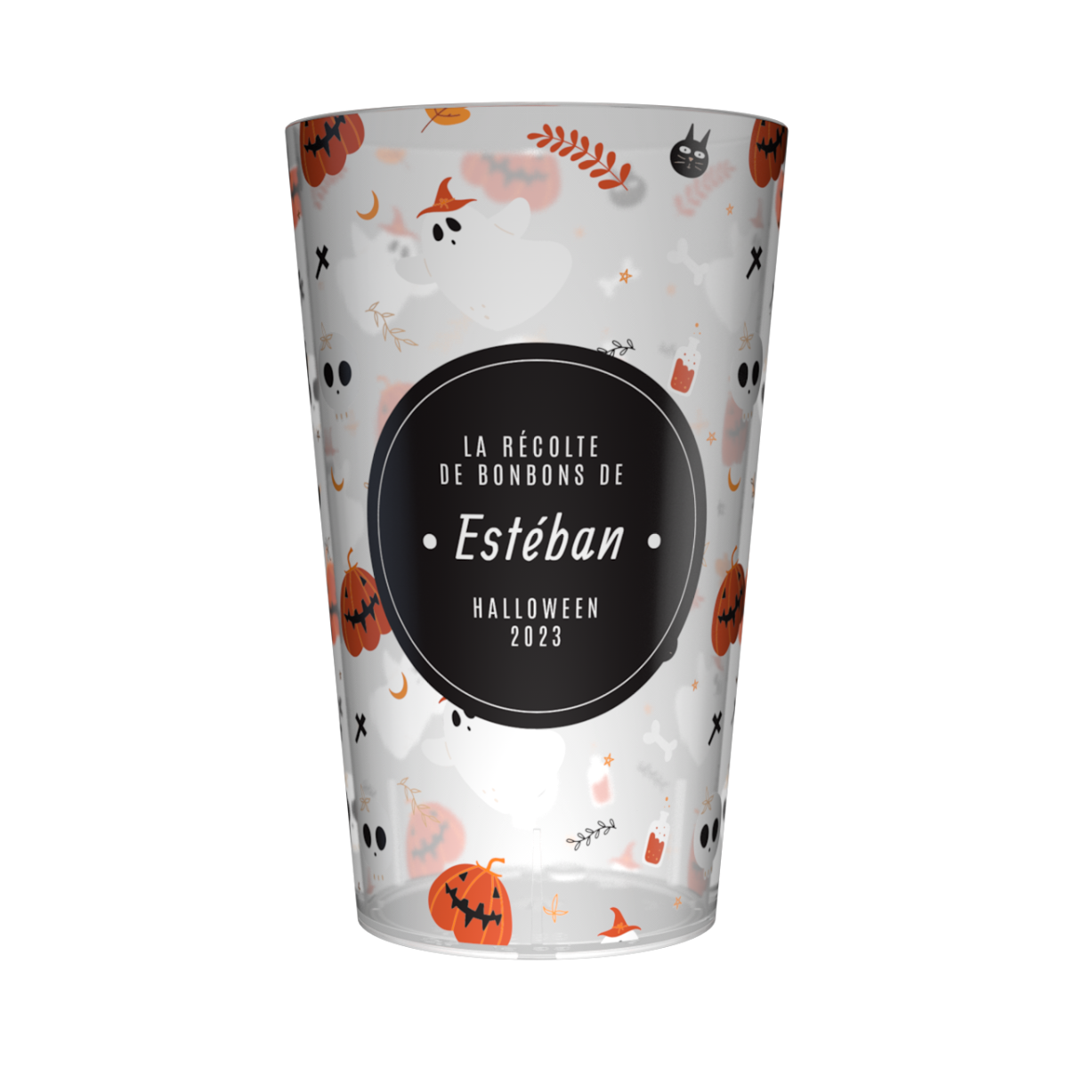 Gobelet personnalisé Halloween Fantôme & Citrouille