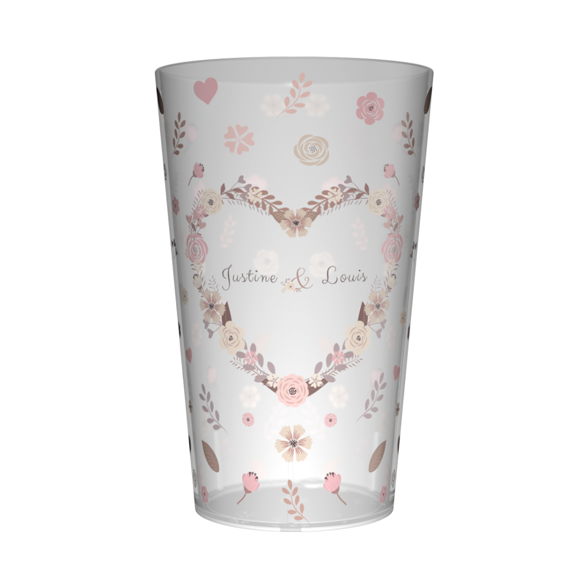 Gobelet personnalisé Mariage Coeur Fleuri