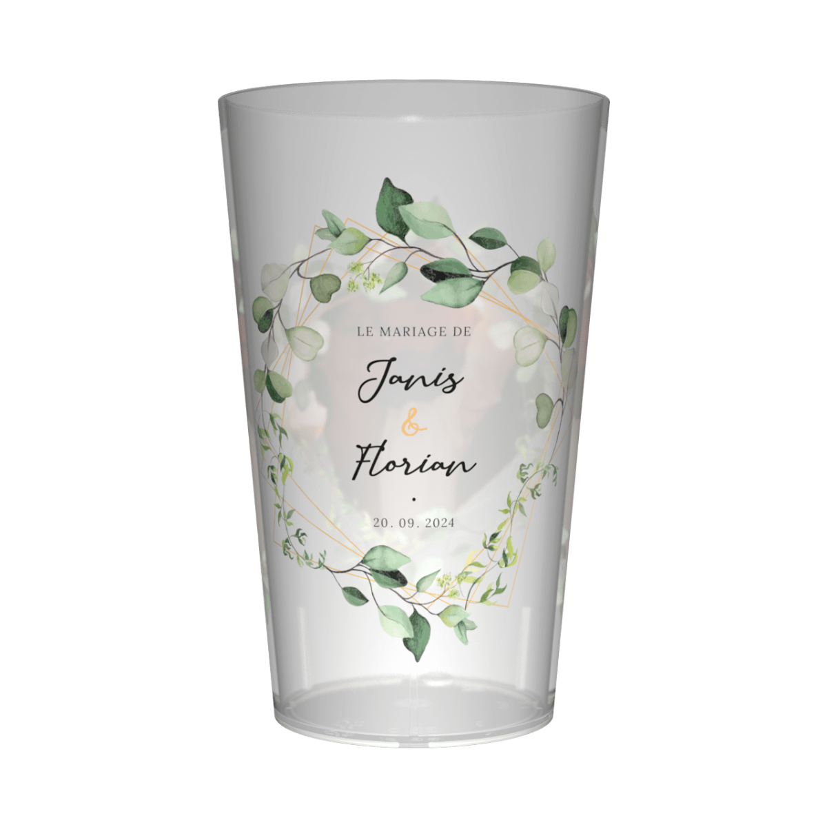 Gobelet personnalisé Mariage Couronne de Feuilles Photo