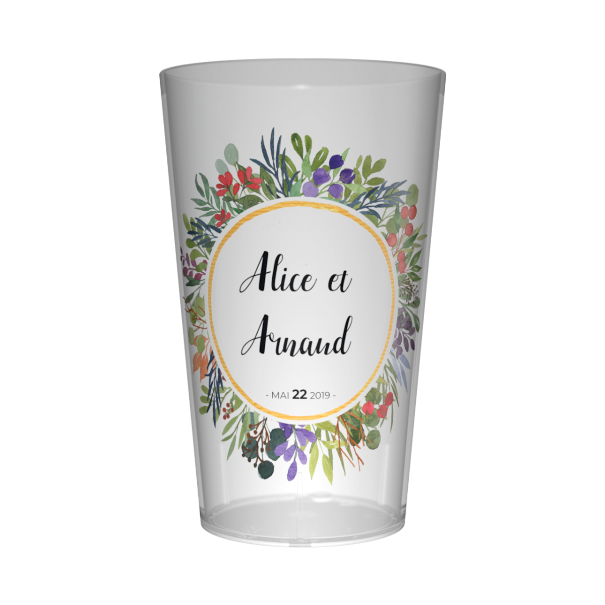 Gobelet personnalisé Mariage Couronne de Feuilles