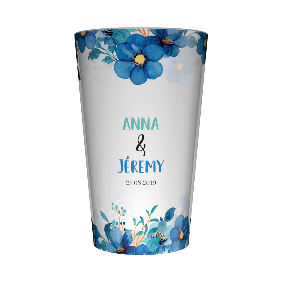 Gobelet personnalisé Mariage Plantes Bleues