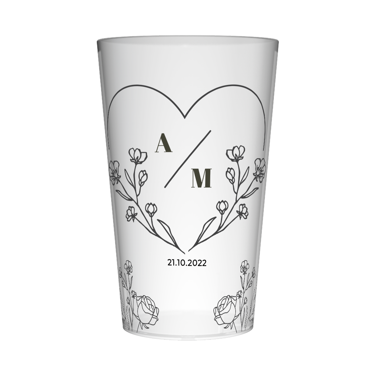 Gobelet personnalisé Mariage Coeur & Fleur