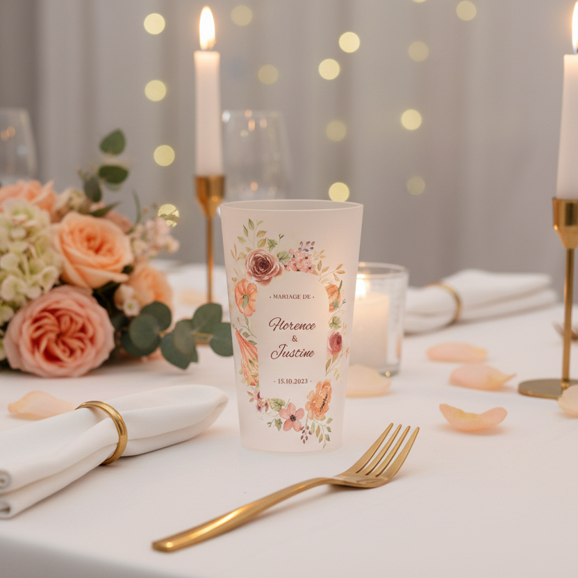 gobelet personnalise mariage aquarelle orange