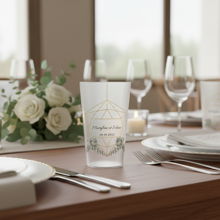 gobelet personnalise mariage boule dorée