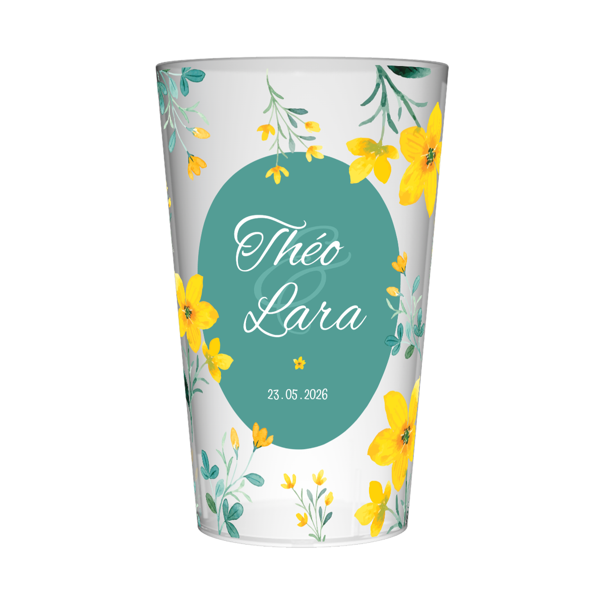 Gobelet personnalisé Mariage Fleur Jaune