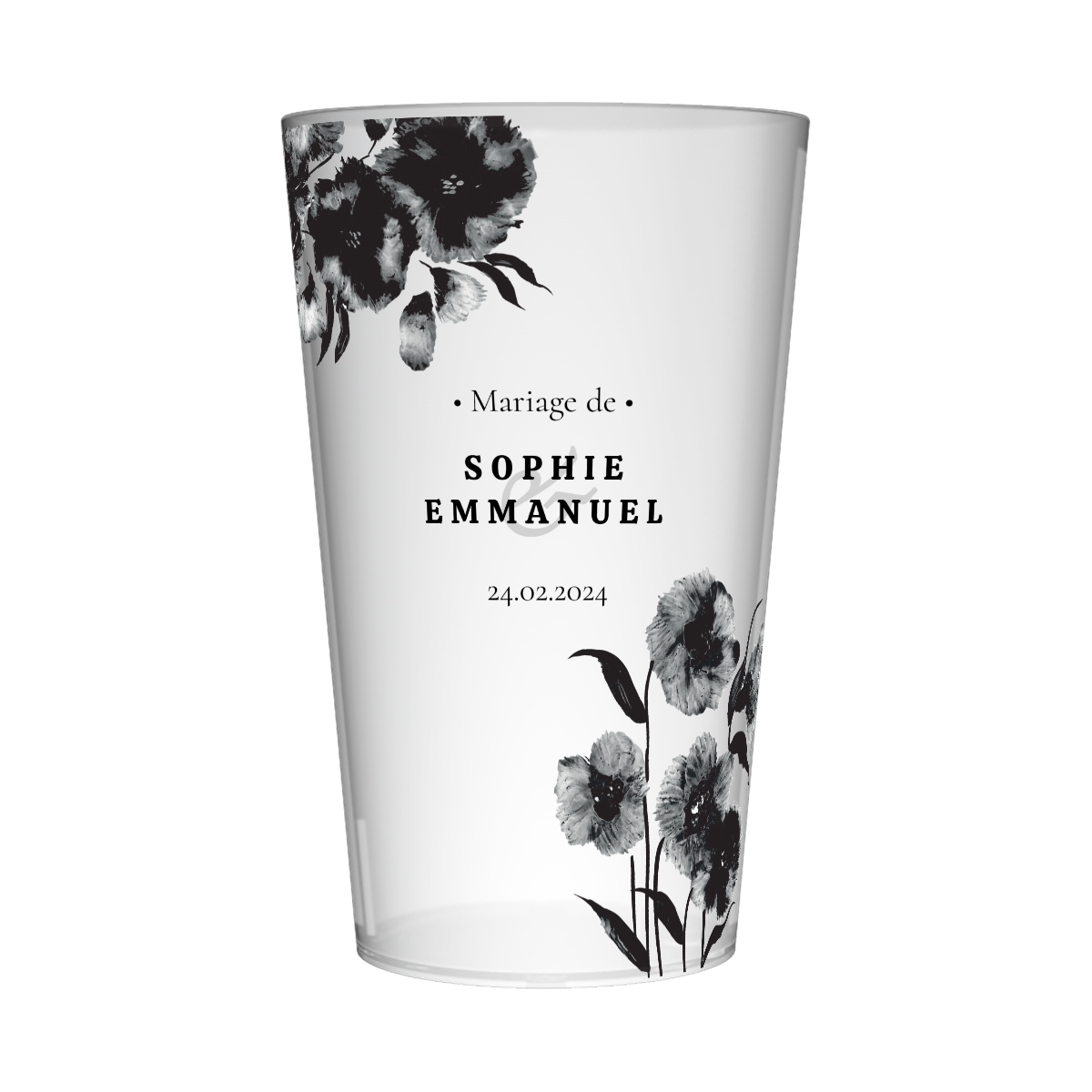Gobelet personnalisé Mariage Aquarelle Noire
