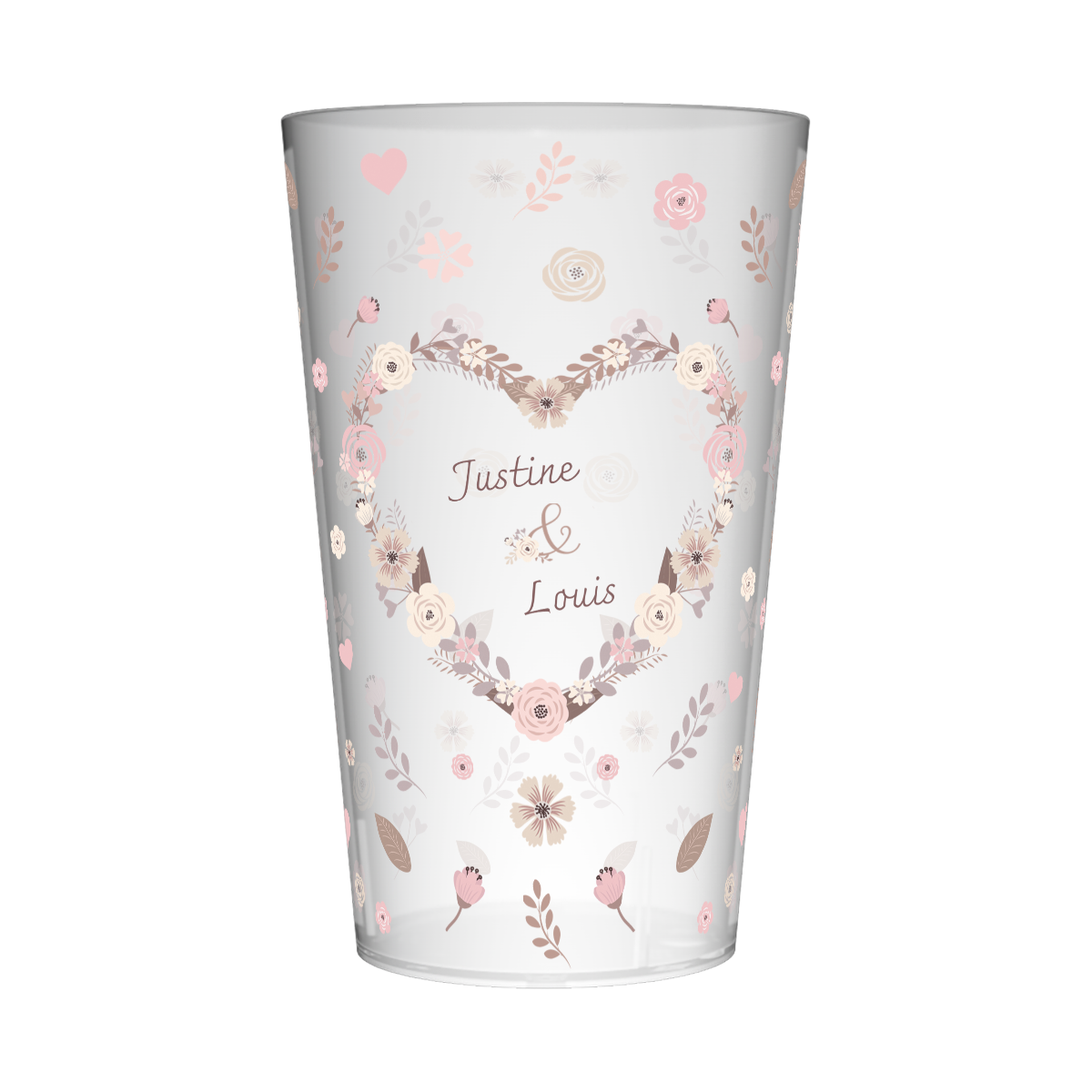 Gobelet personnalisé Mariage Coeur Fleuri
