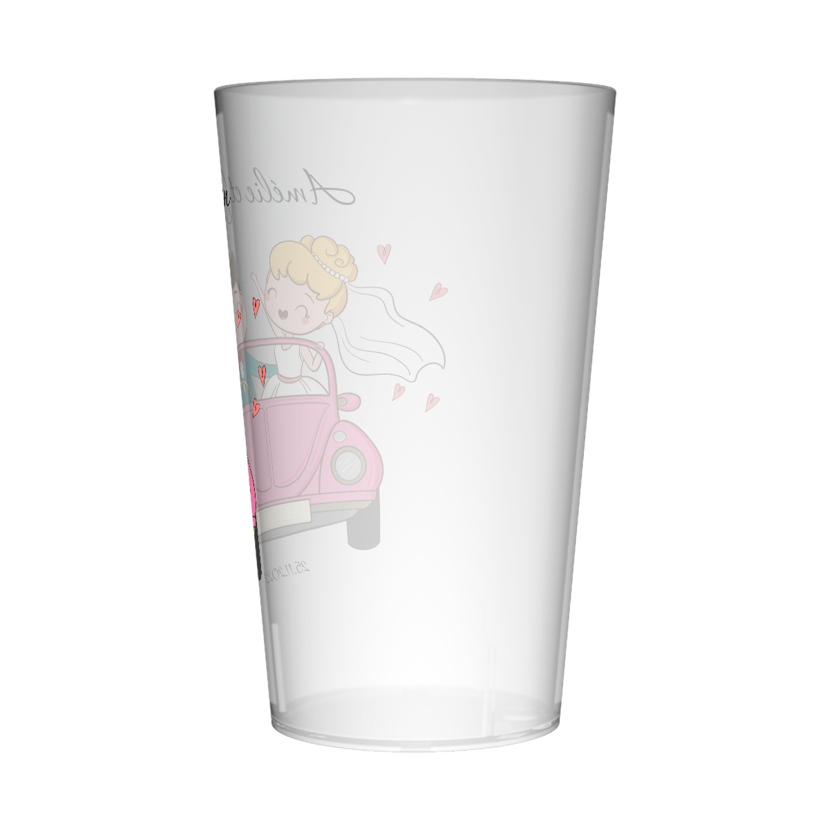 Gobelet personnalisé Mariage Voiture Rose 3