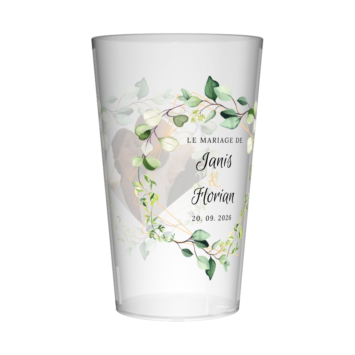 Gobelet personnalisé Mariage Couronne de Feuilles Photo