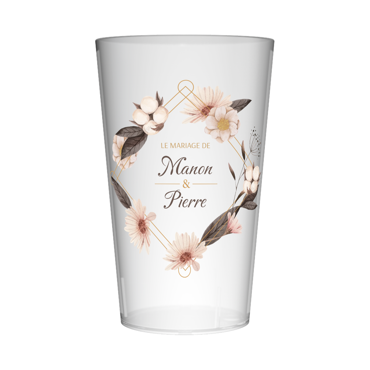 Gobelet personnalisé Mariage Losange de Fleurs