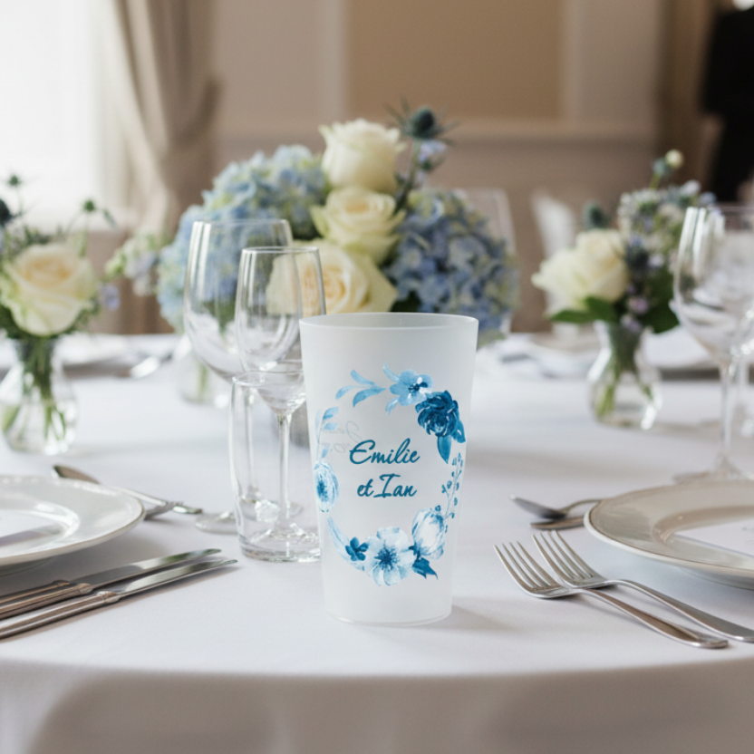 gobelet personnalise mariage bleu