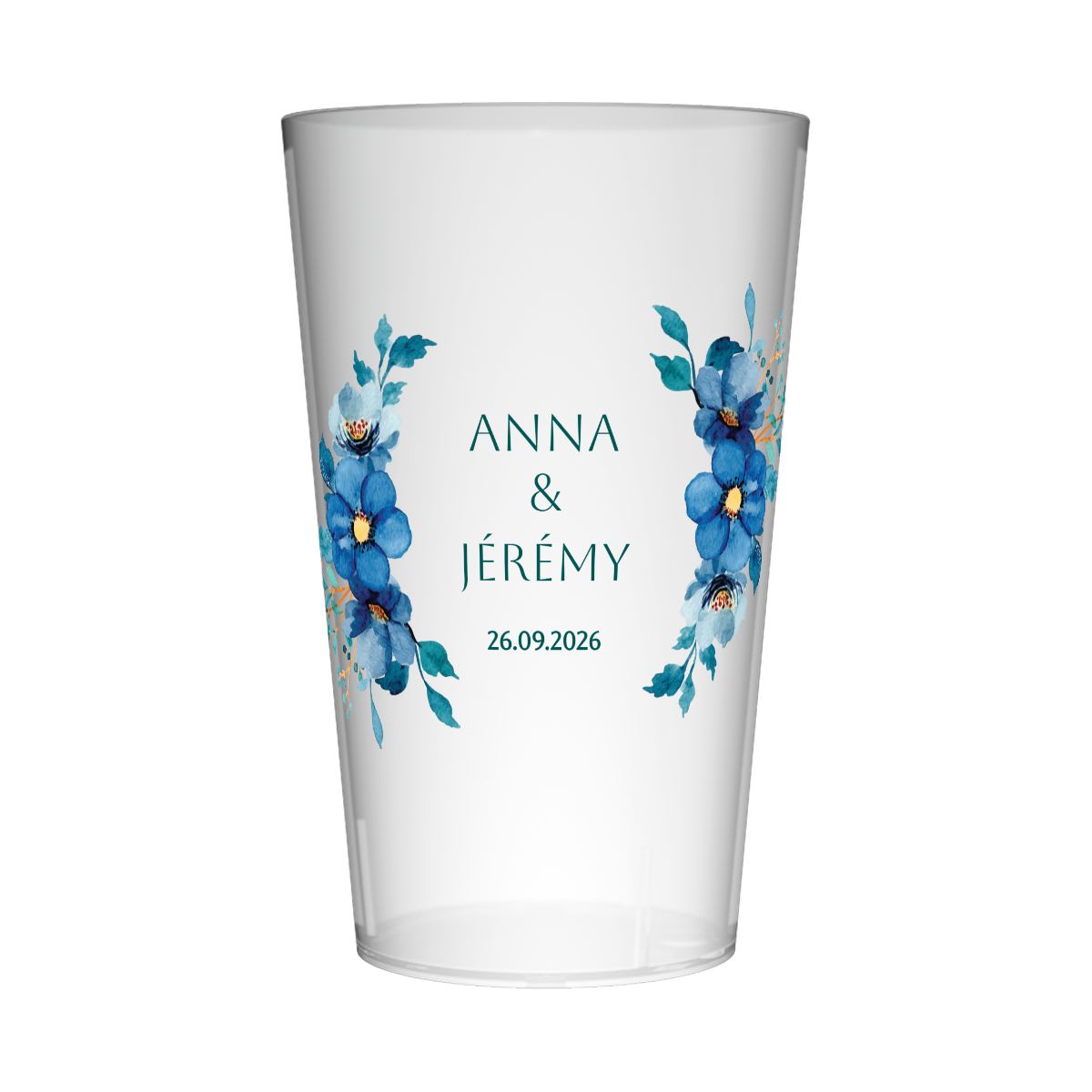 Gobelet personnalisé Mariage Plantes Bleues