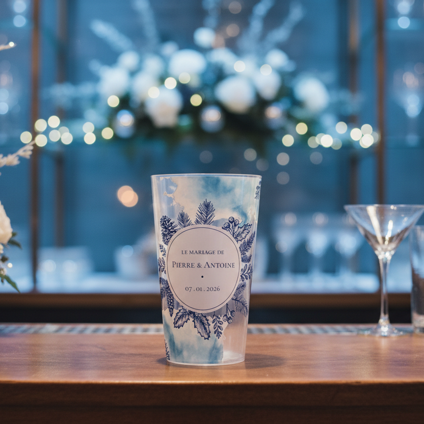 gobelet personnalise mariage bleu