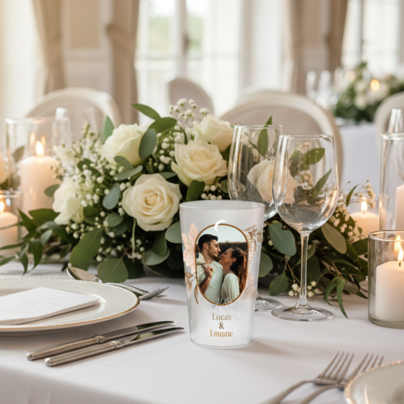 gobelet personnalise mariage photo et feuillage