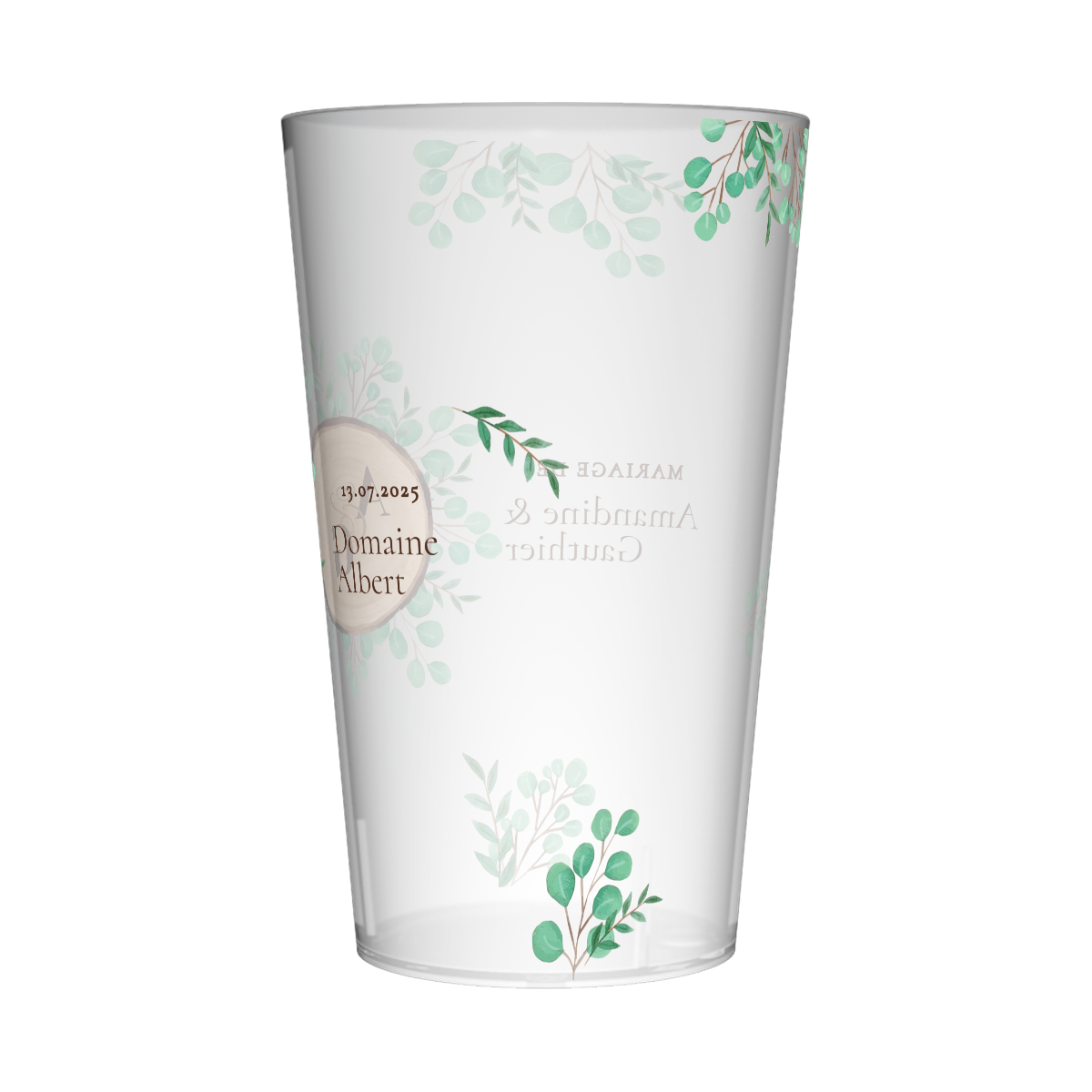 Gobelet personnalisé Mariage Bois & Feuillage 2
