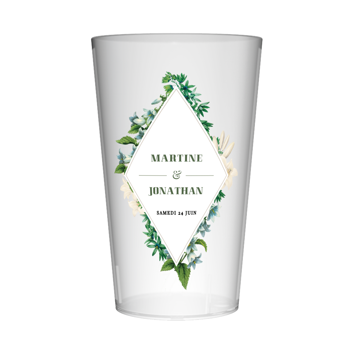 Gobelet personnalisé Mariage Triangle Fleuri