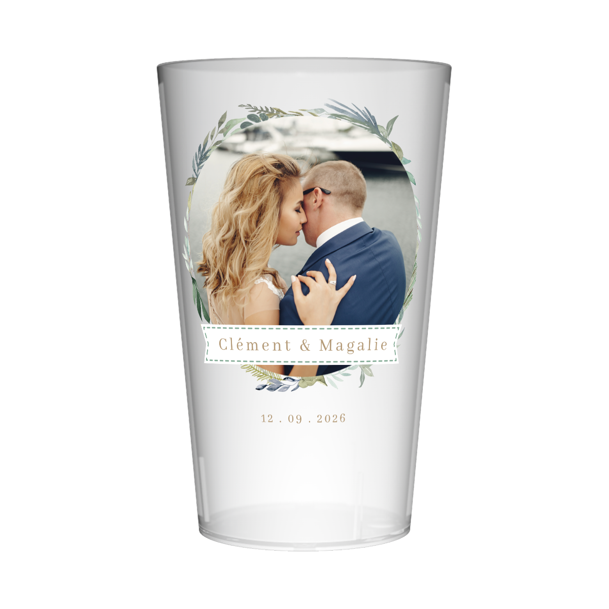 Gobelet personnalisé Mariage Couronne de Fleurs Photo