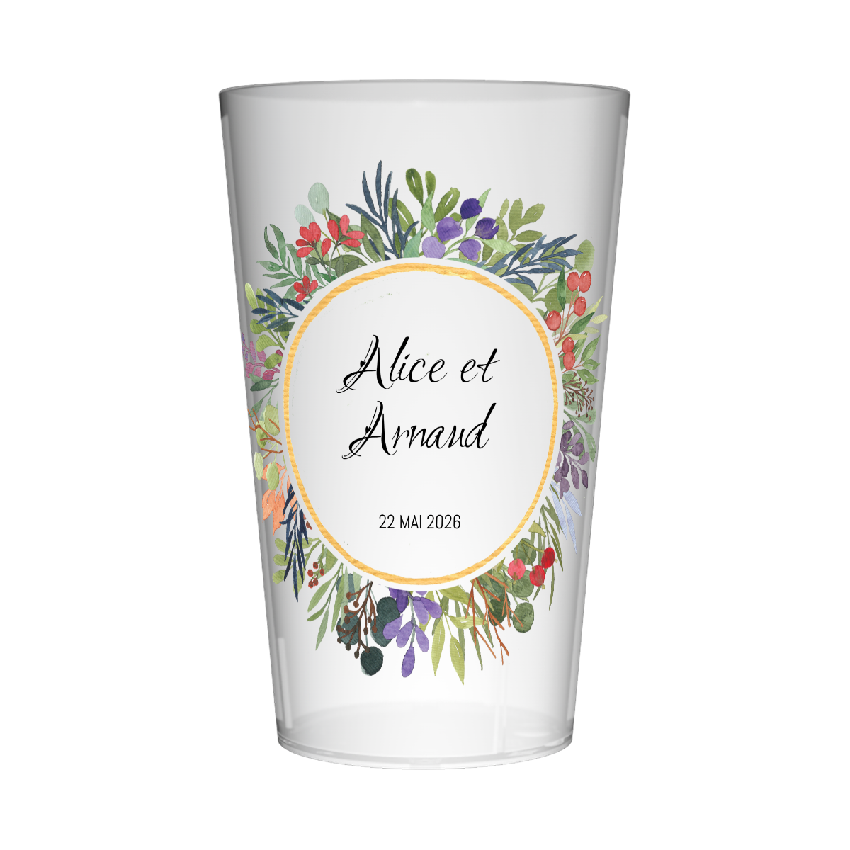 Gobelet personnalisé Mariage Couronne de Feuilles