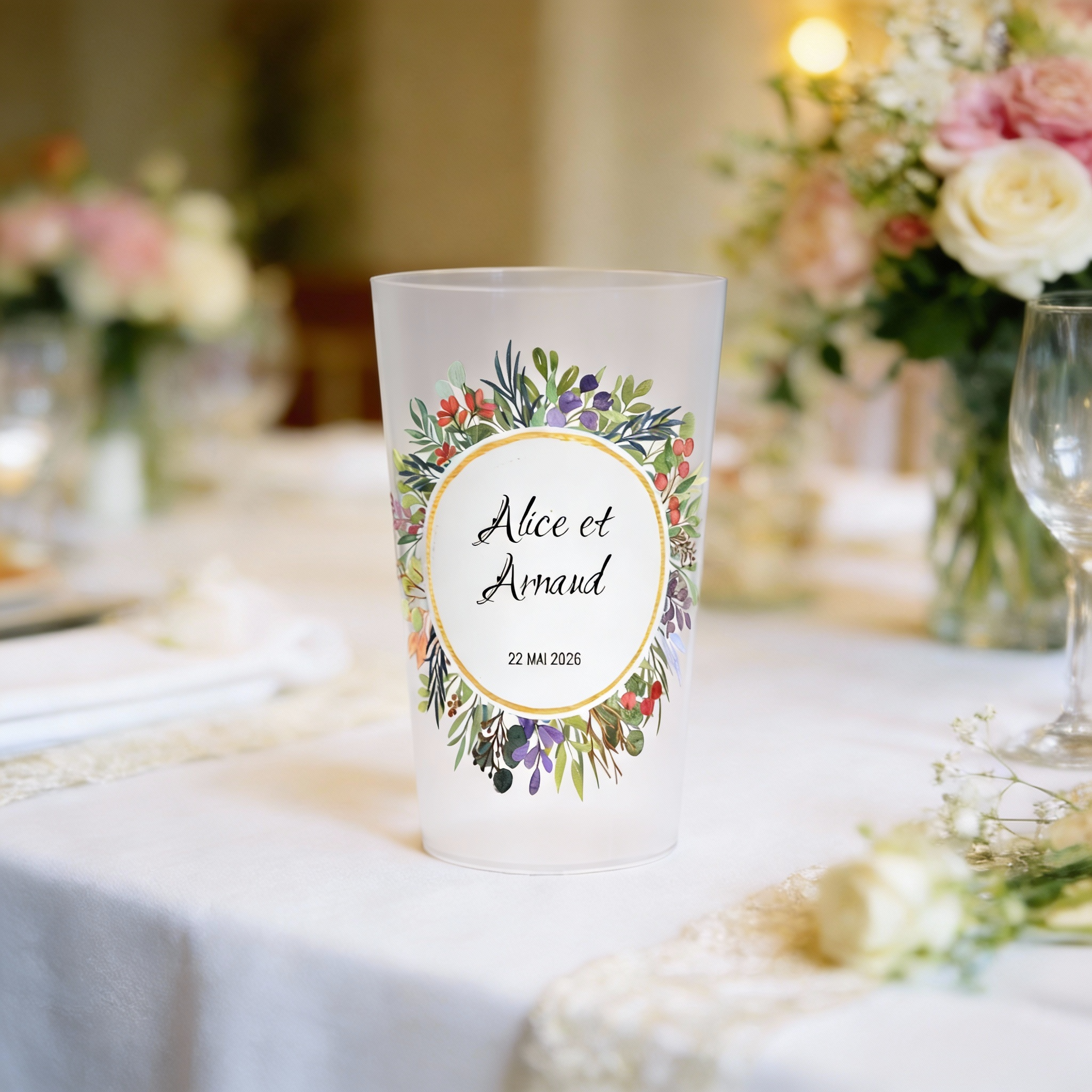 gobelet personnalise mariage fleurs